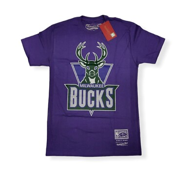 #ad Mitchell amp; Ness Milwaukee Bucks Team Basic 2 Hardwood Classics Purple Tee Shirt $34.99