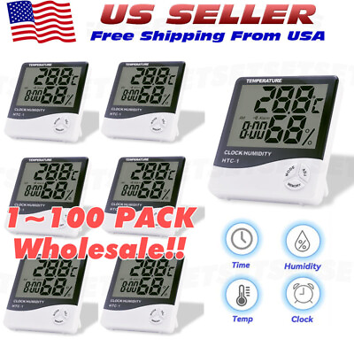 #ad Thermometer Indoor Digital LCD Hygrometer Temperature Humidity Meter Alarm Clock $5.85