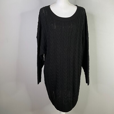 #ad BB DAKOTA Miss Mood Long Sleeve Sweater Dress Black Women Small Acrylic Wool $49.99