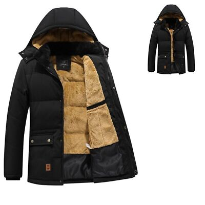 #ad 2023 New Hot Winter Men#x27;s Jacket Warm and Thick Plush Jacket Hooded Jacket $83.30