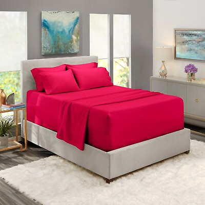 6 Piece Bed Sheets Set Hotel Luxury Extra Deep Sheets 39 Colors 16quot; 24quot; Deep $25.10