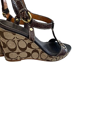 #ad Coach Mary Alice Brown Wedge Sandals 7 $23.00