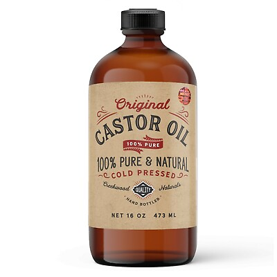 #ad Castor Oil 100% Pure Cold Pressed in Glass Bottle Hair Skin $22.99