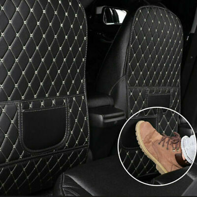 #ad Car Seat Back Black Leather Anti Kick Mat Pad Protect Cover Storage Accessories AU $24.55