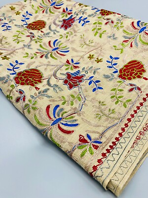 #ad Embroidered Scarf with Traditional Thread Embroidery Fine Quality Beautiful Wrap $40.75