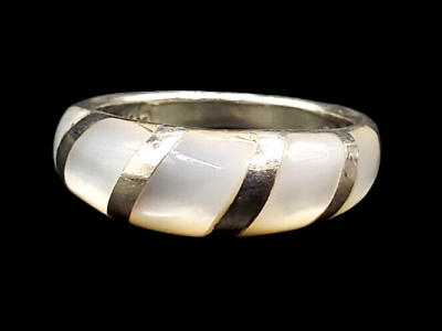 #ad Vintage Native American Jim Calladitto NAVAJO Ring Inlay Sterling Silver Ring 5 $33.00