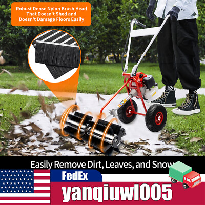 GAS POWERED HANDHELD SWEEPER BROOM CLEANING DRIVEWAY TURF GRASS WALK BEHIND 43CC #ad $185.25