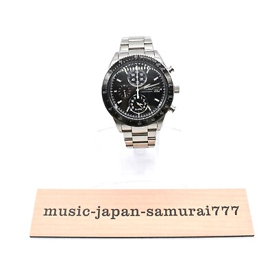#ad SEIKO Chronograph 7T62 0JF0 Black Dial Date Quartz Men#x27;s Watch 39.2mm Pre Owned $209.77