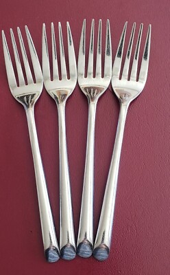 #ad Wave Towle Salad Fork Stainless Flatware Lot of 4 $16.99