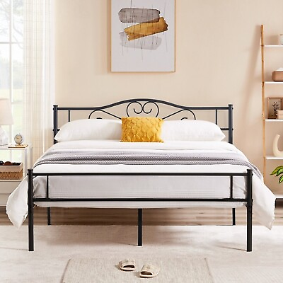 #ad Vecelo Twin Full Queen Size Bed Frame Heavy Duty Metal Platform with Headboard $66.98