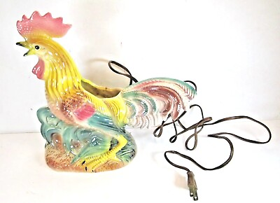 #ad Maddox CA Vintage Colorful Flamboyant Rooster Table or TV Lamp Light Works 842 $39.99