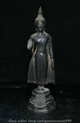 #ad 10quot; Old Tibet Meteorite Iron Shakyamuni Amitabha Buddha Statue Sculpture EUR 370.00