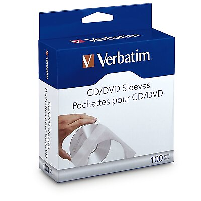 #ad Verbatim Sleeve for CD DVD Clear White Paper 100 Pack 49976 2191478 $10.11