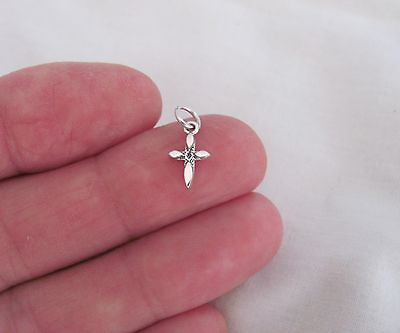 #ad Very small Sterling Silver Star Cross mini tiny charm $9.97
