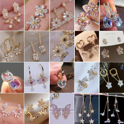 #ad Fashion Crystal CZ Cubic Zircon Earrings Stud Dangle Drop Women Wedding Jewelry C $1.45
