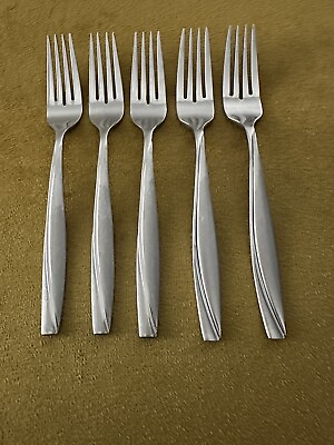 Set Of 5 Oneida Camlynn Cleo Frosted Stainless Salad Forks #ad $33.75
