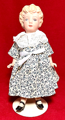 #ad Sweet Vintage Blonde Hair Blue Eyes Full Porcelain Body Doll 8quot; Tall $18.95