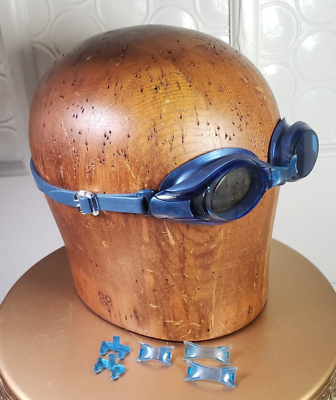#ad VIEW Swimming Gear V 300 Imprex Swim Goggles Medium Blue extra nose pieces $25.00