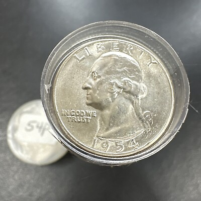 #ad Partial Roll: 39 Coins 1954 P 90% Silver Washington Quarters BU Uncirculated $258.47