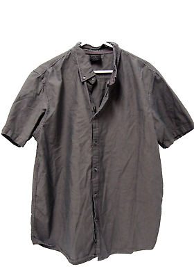 #ad Oakley Mens Shirt L Solid Grey Short Sleeve Button Front 100% Cotton $13.42