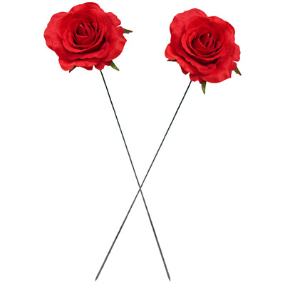 #ad 2Pcs Flower Garden Stake Decor Metal Craft Pathway Stake Garden Rose Sign $8.88