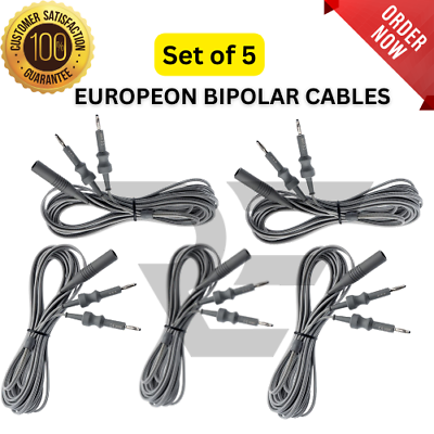 Europeon Bipolar Forceps Reusable Cables Set Autoclavable Silicon Cord 3 mtr CE. $99.99