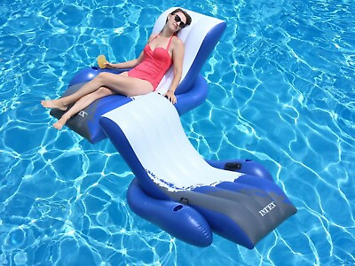 #ad NEW Intex Floating Recliner Inflatable Swimming Pool Lounge Raft w 2 Cup Holders $32.95
