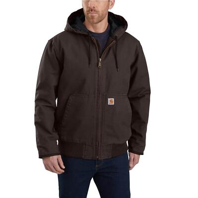 #ad Carhartt Men#x27;s Cotton Loose Fit WashedDuck Insulated Active Jac Large Dark Brown $132.05