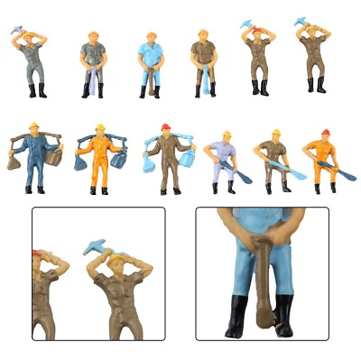#ad 12 Pcs O Scale 1:48 Railway Workers Figures Train Railway Worker People 4 Poses $9.93
