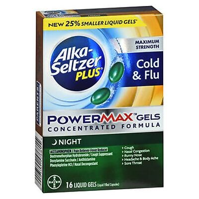 #ad Alka Seltzer Plus Maximum Strength Cold amp; Flu PowerMax Gels Day amp; Night 16 Caps $12.25