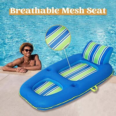 #ad Syncfun Inflatable Pool Float Lounger for Adults Comfort Fabric Recliner Summer $52.99