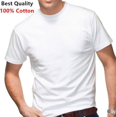 #ad New 12 Pack Men#x27;s 100% Cotton Tagless T Shirt Undershirt Tee Plain White S XL $13.99