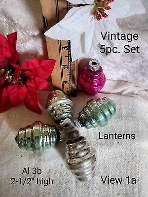 #ad Xmas Decor 5 Vintage Hand Painted Glass Blown quot;Lanternquot; Christmas Ornaments $62.00