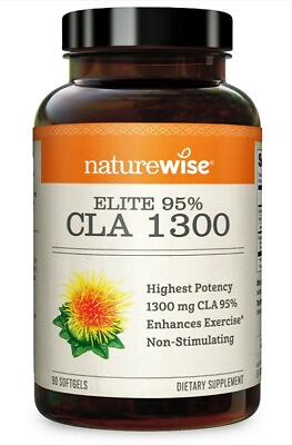 NatureWise Elite CLA 1300 Maximum Potency 95% CLA Safflower Oil Workout Support $18.95