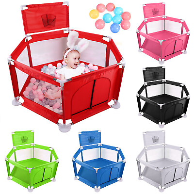 #ad Folding Baby Safety Playpen Play Yard Kid Activity Center Toddler With 10 Balls $28.89