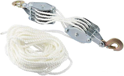 #ad 4000LB 2 Ton Poly Rope Hoist Pulley Block and Tackle Rope Lifting Power rope $22.12