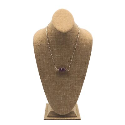#ad Vintage Silver Tone Cable Chain Purple Acrylic Pendant 20 Inch Fashion Necklace $16.99