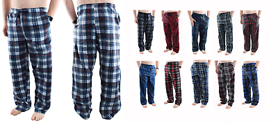 #ad Mens Pajama Pants Fleece Soft Plaid Casual Lounge Sleep Bottoms with Pockets $14.99
