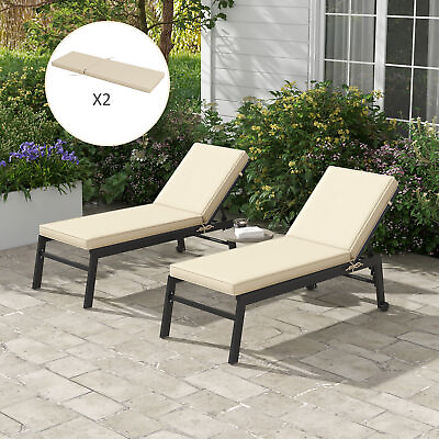#ad Set of 2 Replacement Patio Chaise Lounge Chair Cushions with Backrests and Ties $144.99