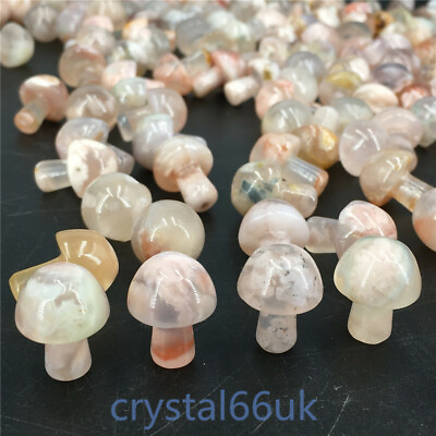 #ad 100pcs Natural mini Cherry Blossom Agate mushroom Quartz Crystal Gift Healing GBP 78.99