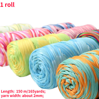 165yards roll Colorful T Shirt Yarn Spaghetti Knitting Crochet Cotton DIY $27.21