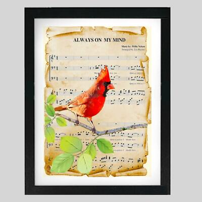 #ad Cardinal Always on My Mind Sheet Music Colorful Art Print Memorial Gift $15.95