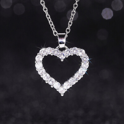 #ad Fashion Heart Jewelry 925 Silver Necklaces Pendant Cubic Zircon Engagement Gifts GBP 4.13