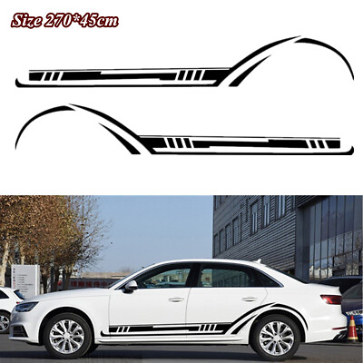 Left amp; Right Car Side Stripes Graphics Vinyl Sticker Racing Sport Decal Stickers $22.86