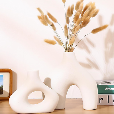#ad #ad Donut Vase White Vases for Flowers Ceramic Vase Set of 2 Modern Vase for Home $20.13