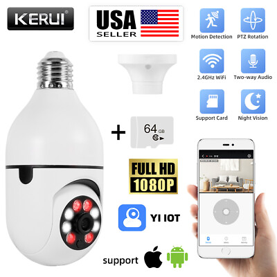 #ad 360° 1080P IP E27 Light Bulb Camera Wi Fi Wireless Smart Home Security IR Night $19.99
