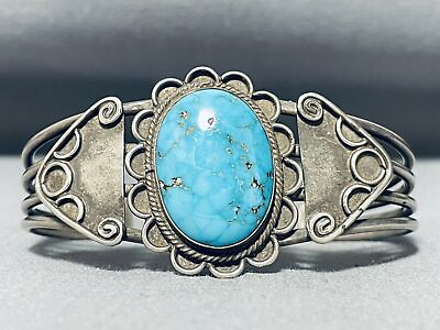 #ad EARLY VINTAGE NAVAJO RARE TURQUOISE STERLING SILVER BRACELET $654.00