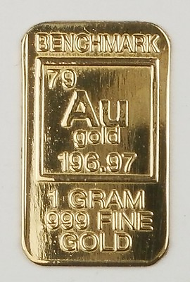 #ad GOLD 1GRAM 24K PURE GOLD BULLION BENCHMARK ELEMENTAL BAR 999 FINE GOLD B22b $131.93