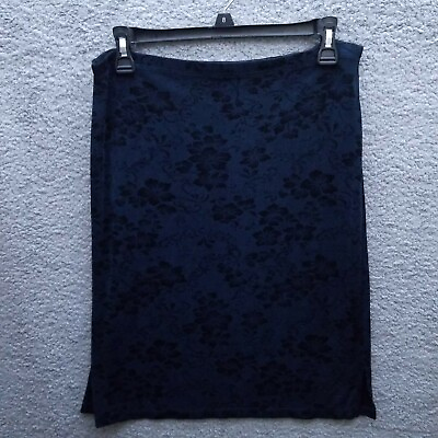 #ad Carole Little Womens M Stretch Dark Blue Floral Pencil Skirt Acetate 31.5quot; 23.5quot; $21.99