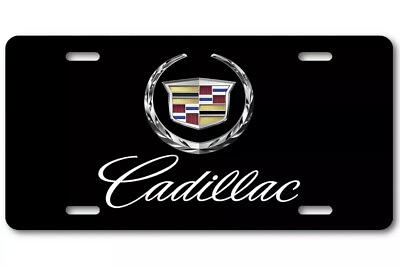 Cadillac Cadi Wreath Inspired Art flat Aluminum License Plate Tag Black look $13.95